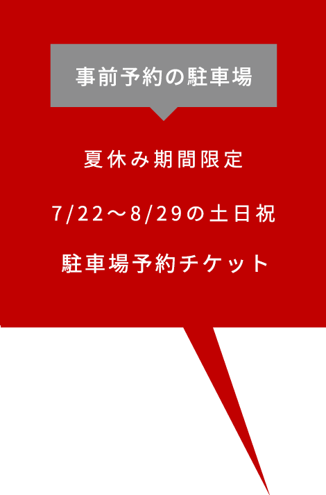 事前予約の駐車場 夏休み期間限定 オンライン事前予約チケット